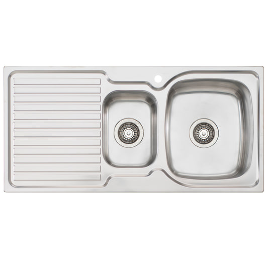 Oliveri Endeavour 1 1 2 Right Hand Bowl Sink With Drainer 1 Taphole