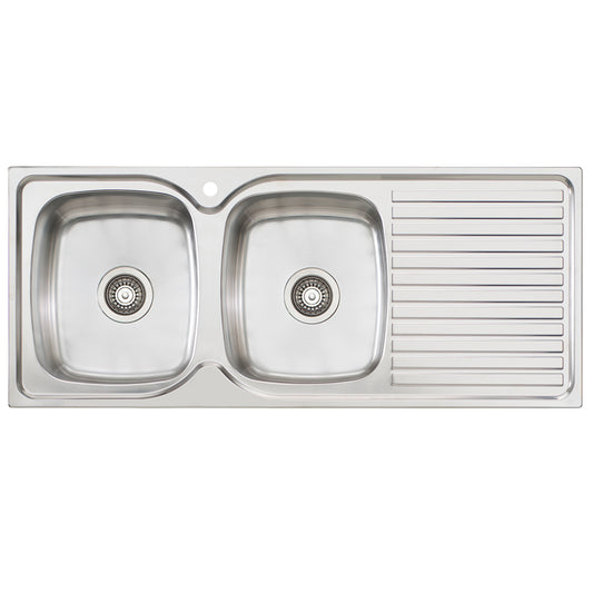 Oliveri Endeavour Double Left Hand Bowl Sink With Drainer 1 Taphole