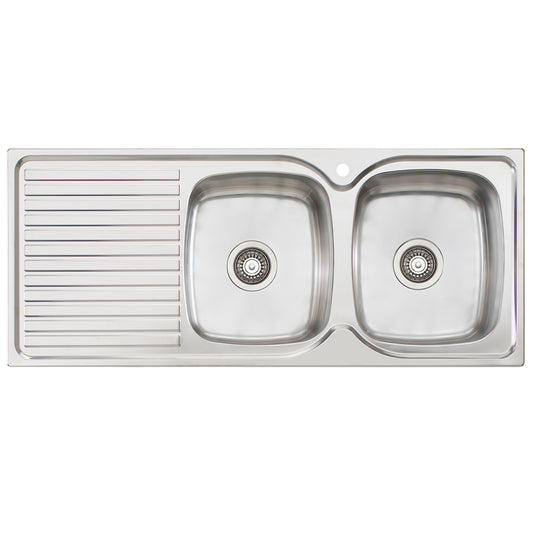 Oliveri Endeavour Double Right Hand Bowl Sink With Drainer 1 Taphole