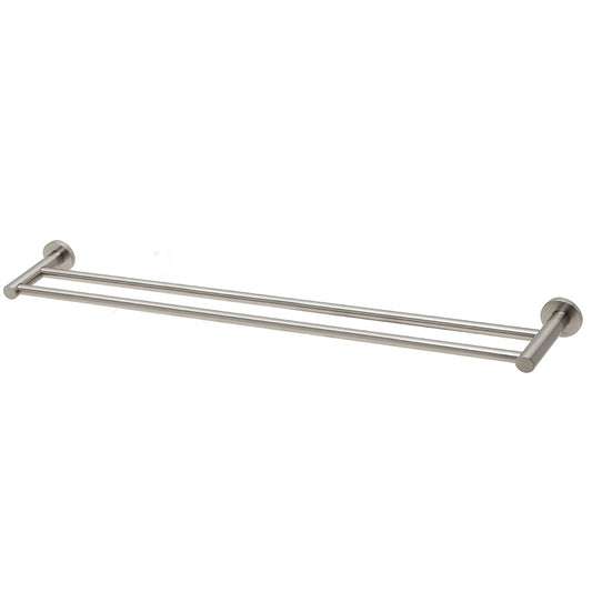 Phoenix Radii Double Towel Rail 800Mm Round Plate Brushed Nickel