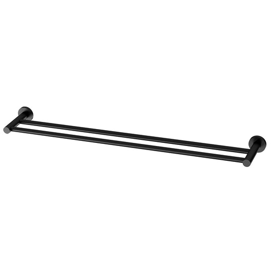 Phoenix Radii Double Towel Rail 800Mm Round Plate Matte Black