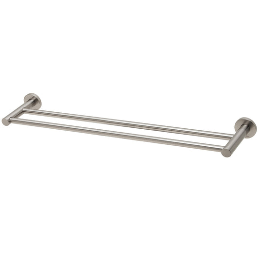 Phoenix Radii Double Towel Rail 600Mm Round Plate Brushed Nickel