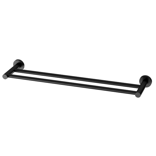 Phoenix Radii Double Towel Rail 600Mm Round Plate Matte Black