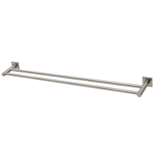Phoenix Radii Double Towel Rail 800Mm Square Plate Brushed Nickel