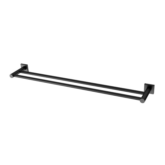 Phoenix Radii Double Towel Rail 800Mm Square Plate Matte Black