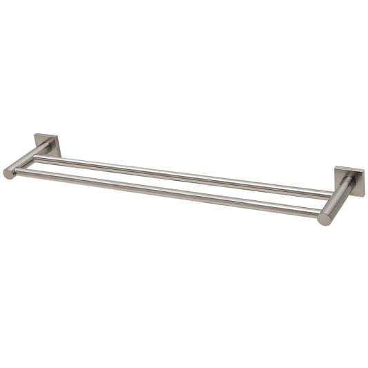 Phoenix Radii Double Towel Rail 600Mm Square Plate Brushed Nickel