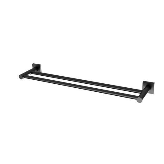 Phoenix Radii Double Towel Rail 600Mm Square Plate Matte Black