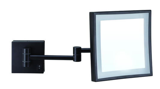 Ablaze 3X Magnification Matt Black Wall Mounted Shaving Mirror Concealed Wiring