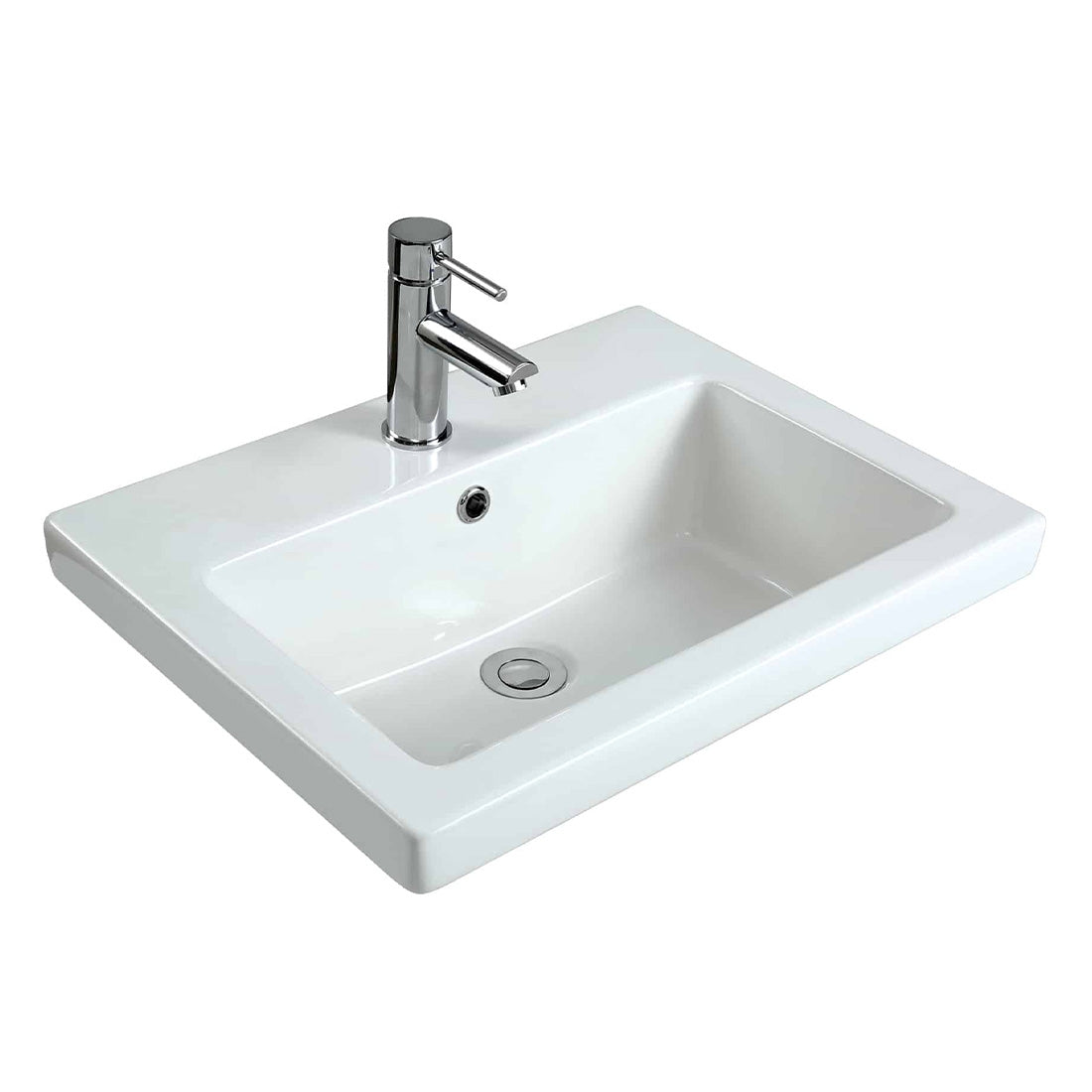 Seima Kyra Ceramic Inset Above Counter Basin, Rectangular, 3 Tapholes ...