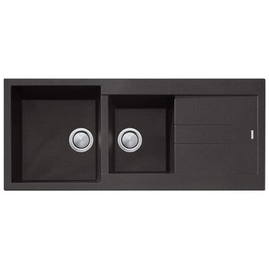 Oliveri Santorini Black 1 3 4 Left Hand Bowl Topmount Sink With Drainer