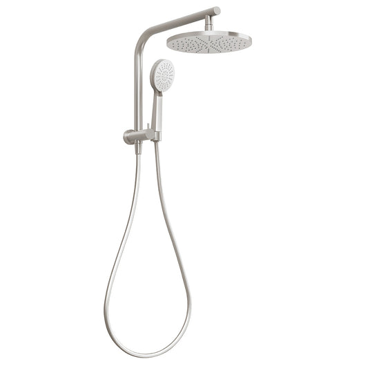 Phoenix Vivid Slimline Compact Twin Shower Brushed Nickel