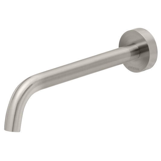 Phoenix Vivid Slimline 230Mm Curved Wall Bath Outlet Brushed Nickel